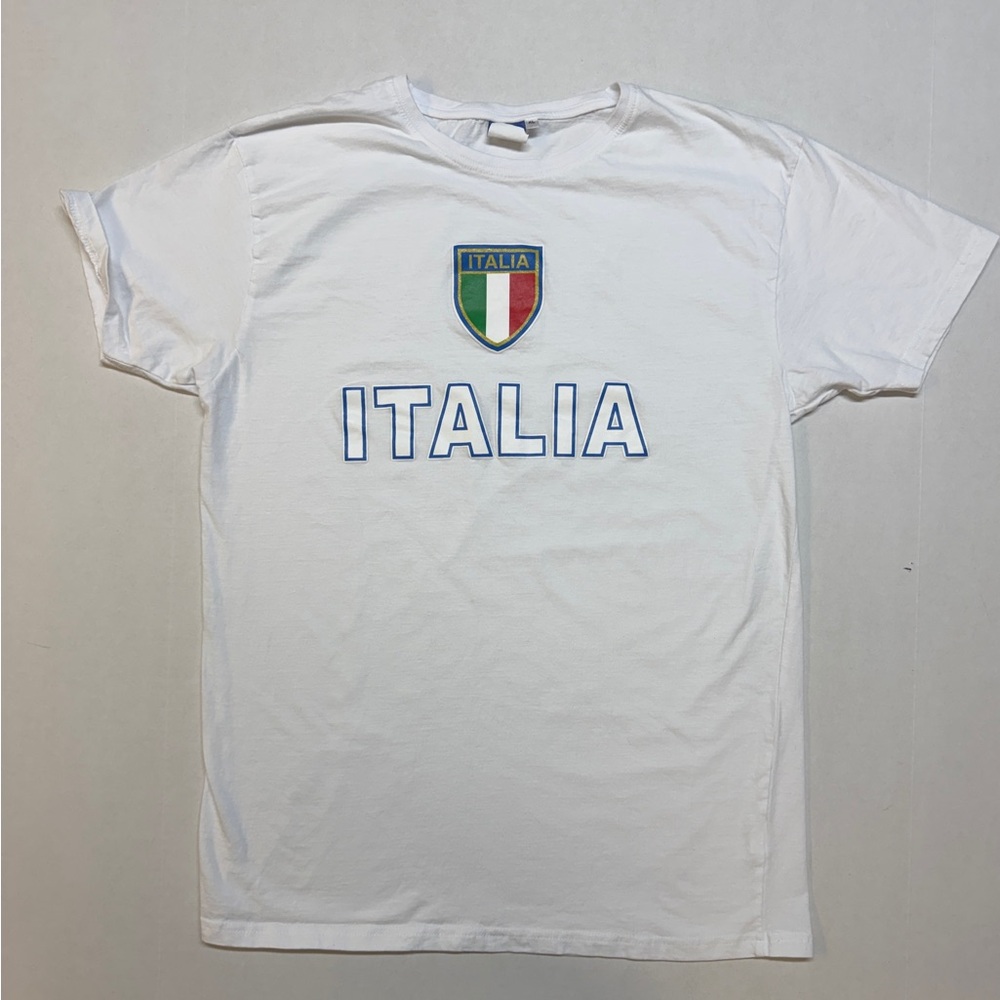 Italia Logo Italy Crest Shield White Men’s XL T-Shirt - Picture 1 of 6